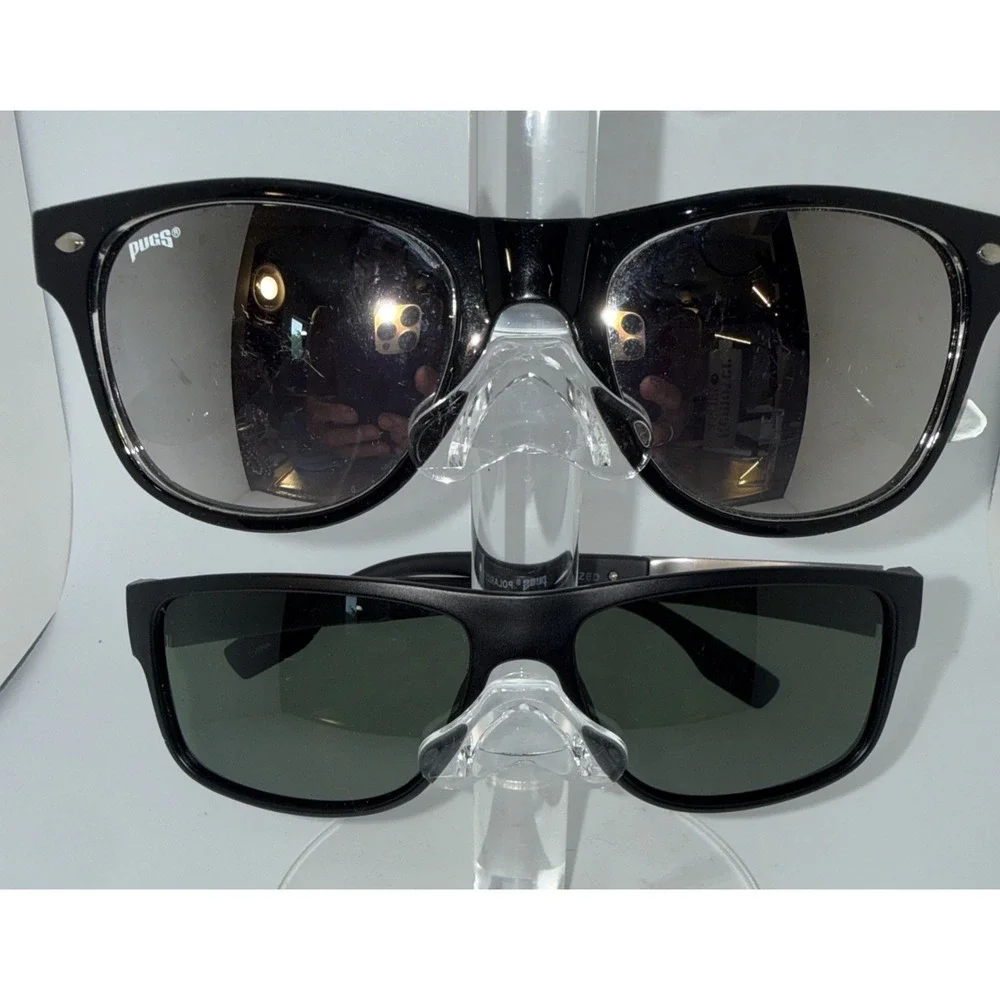 Lot of 2 Pairs PUGS Authentic Sunglasses Black Frames Mirror & Black Lens-Invest
